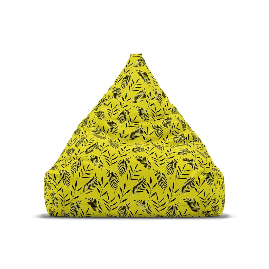 Golden Grove – Yellow Botanical Bean Bag chair Cover lounger, botanic print floral boho floor seating