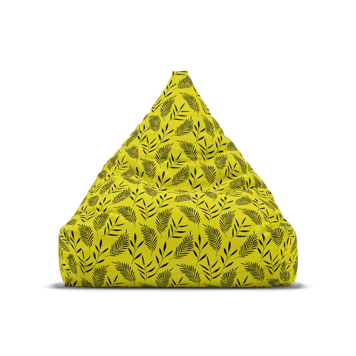 Golden Grove – Yellow Botanical Bean Bag chair Cover lounger, botanic print floral boho floor seating