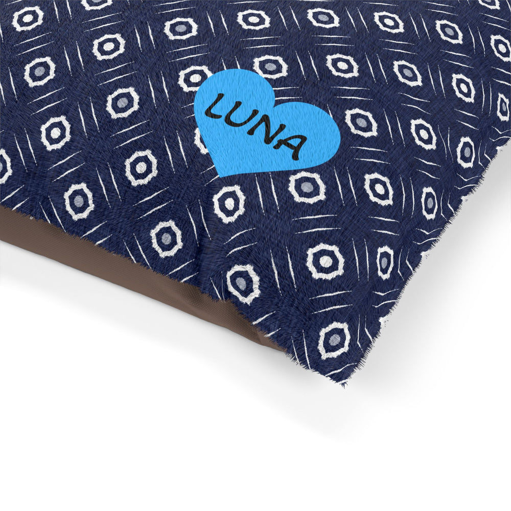 Indigo Damask personalized Cat Bed name