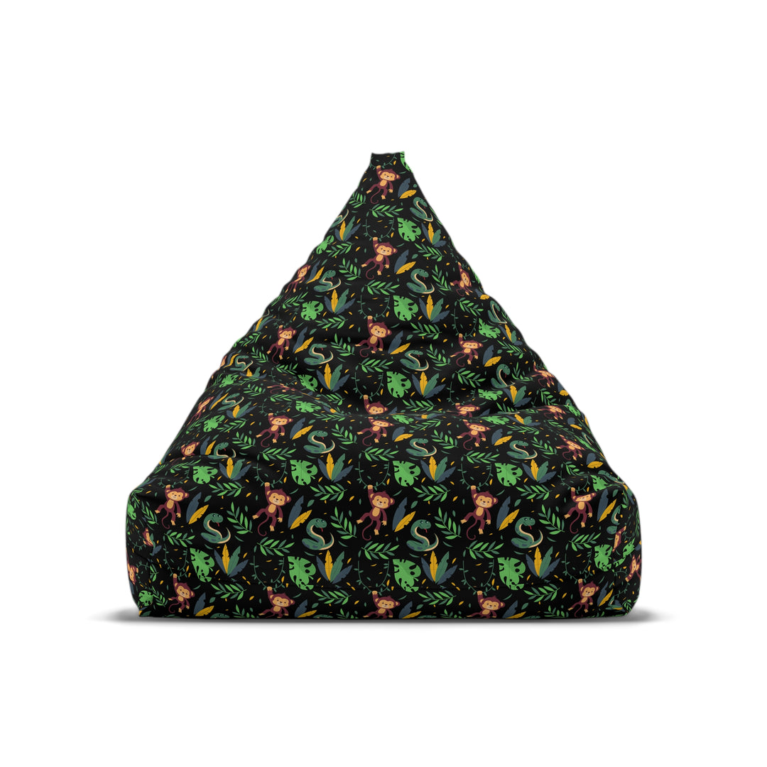 Jungle Jive Black Bean Bag Chair Cover, kids floor seating, monkies playroom decor