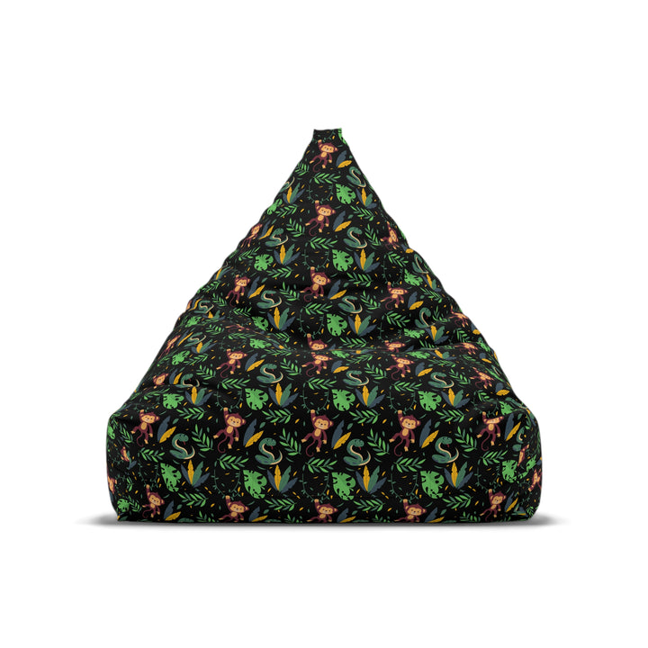 Jungle Jive Black Bean Bag Chair Cover, kids floor seating, monkies playroom decor
