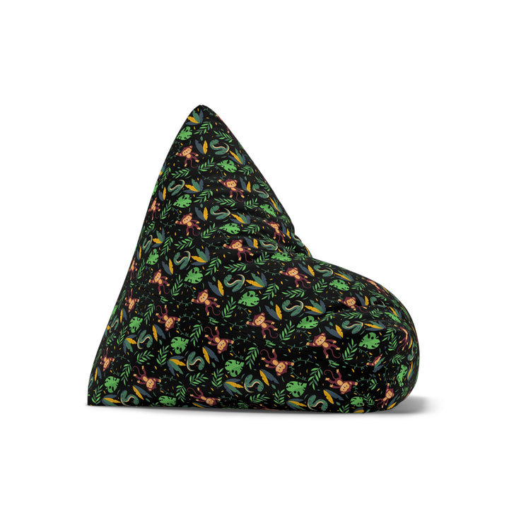Jungle Jive Black Bean Bag Chair Cover, toddler floor seating, monky playroom decor