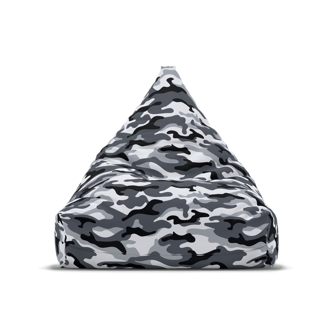Gray black and white camouflage bean bag chair cover with modern design
