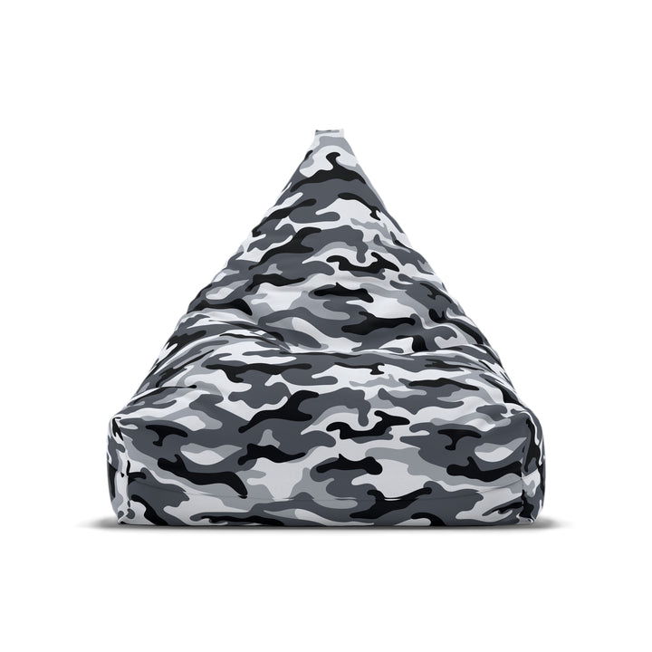 Gray black and white camouflage bean bag chair cover with modern design
