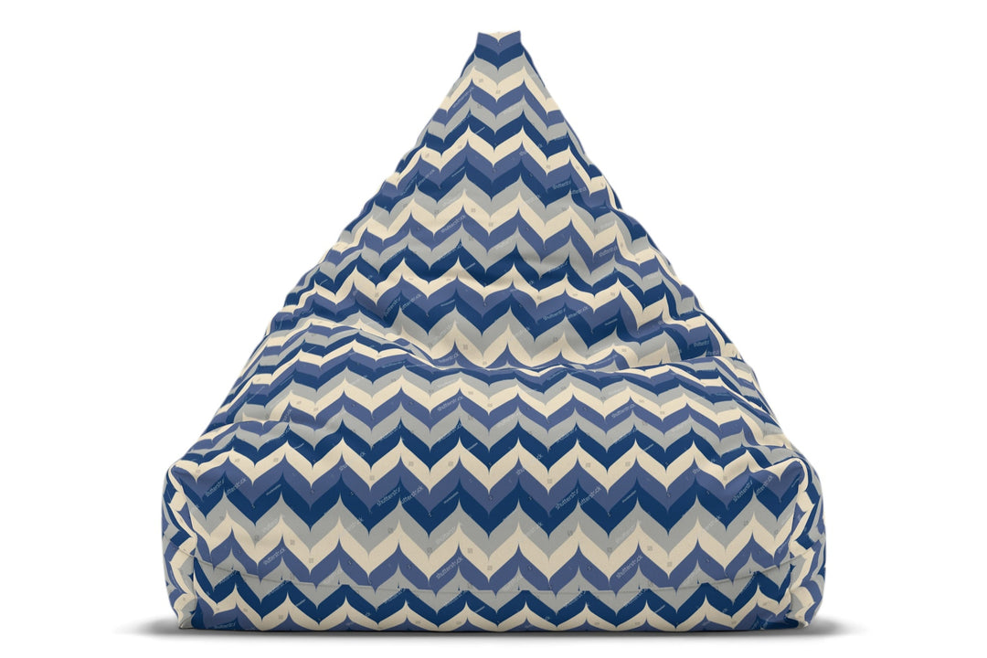 Retro Blue & Cream Chevron print Bean Bag Chair Cover, boho lounger floor seating