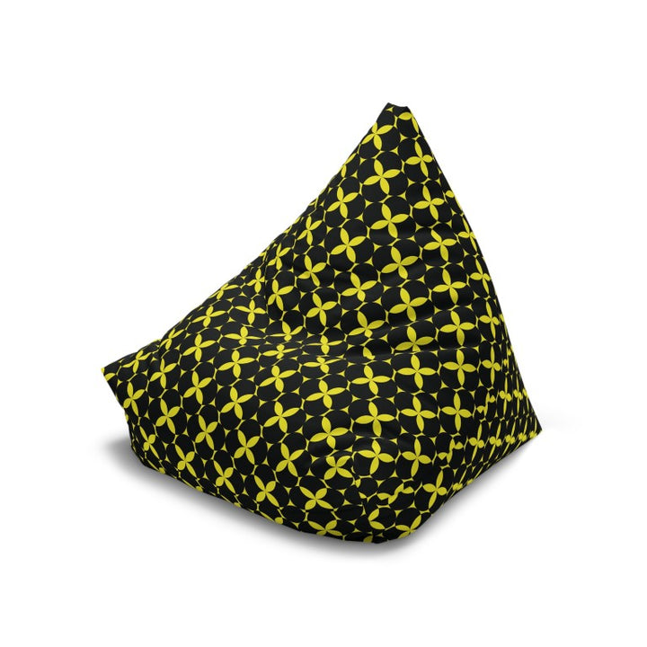 Petal Pulse – Yellow & Black Geometric, Large Pattern