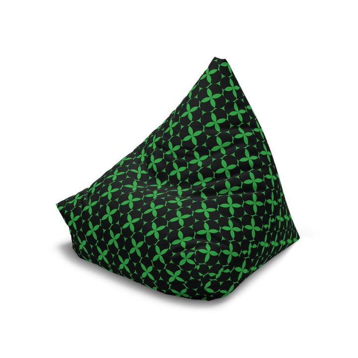 Petal Pulse – Green & Black Geometric, Large Pattern