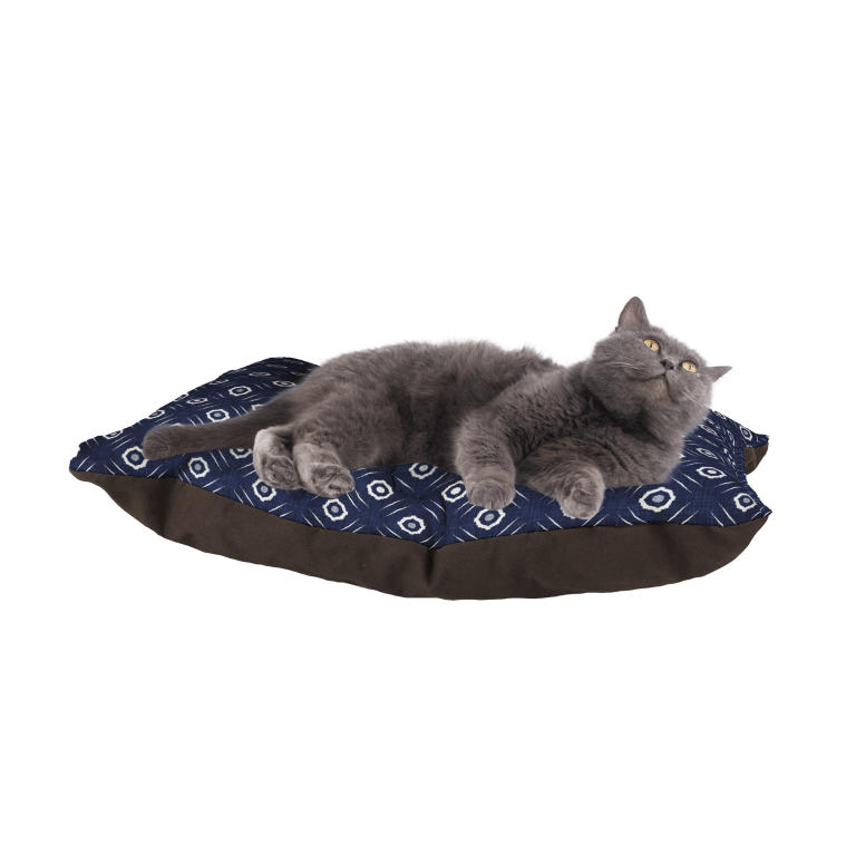Indigo Damask Cat Bed
